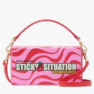 Kate Spade Cherry Print Pink and Red Crossbody Bag sticky situation bubble gum
